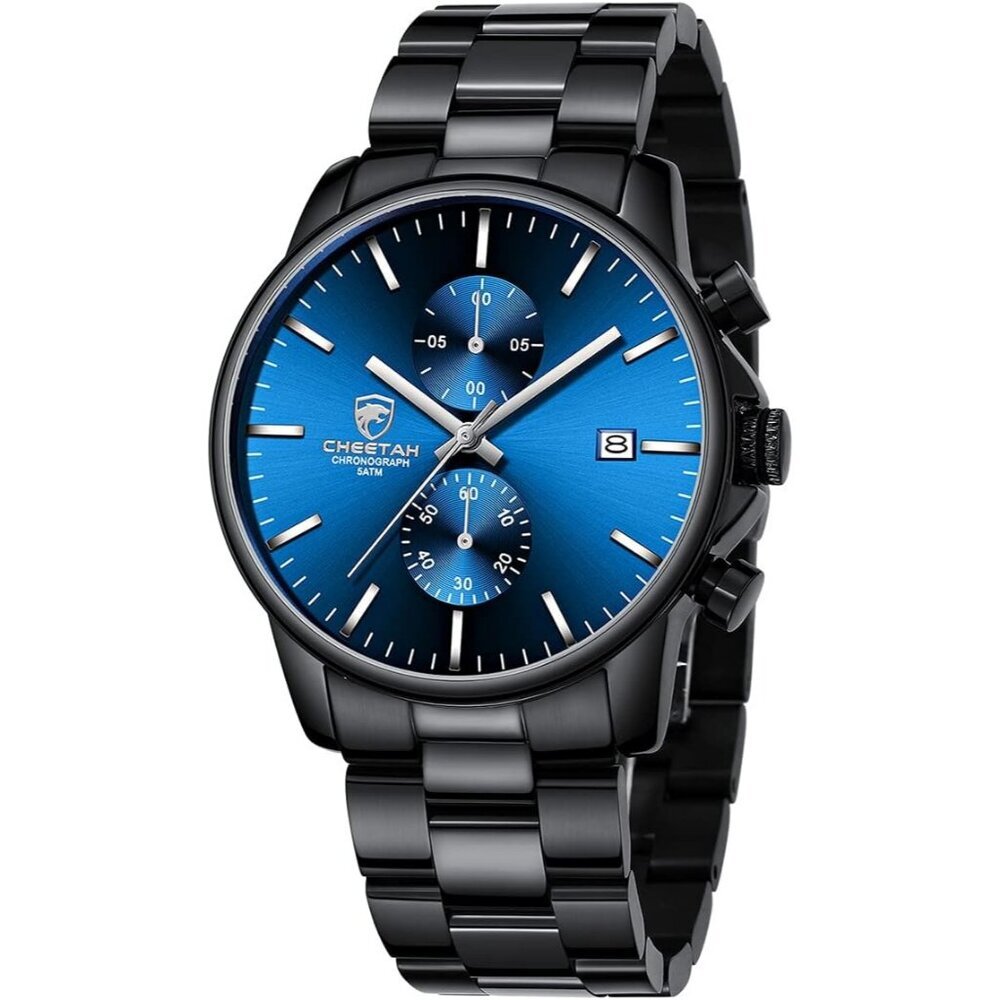 Men's Black -Gold Minimal Stainless Steel Waterproof Stainless Steel Band Watch